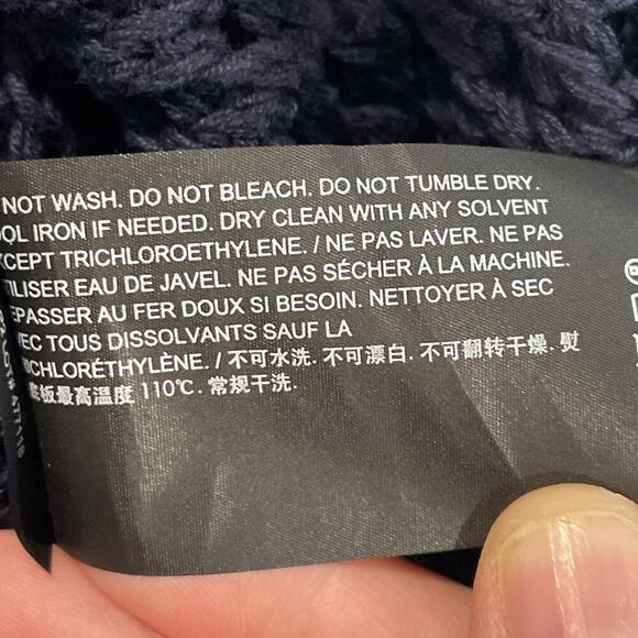 NWT Theory Women's Navy Blue Crochet Cotton Textured Knit Midi Pencil Skirt Sz L - Picture 14 of 16